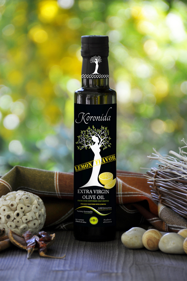 250ml  EXTRA VIRGIN OLIVE OIL  WITH AUTHENTIC NATURAL LEMON <<KORONIDA>>