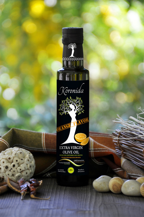 250ml  EXTRA VIRGIN OLIVE OIL  WITH AUTHENTIC NATURAL ORANGE  <<KORONIDA>>