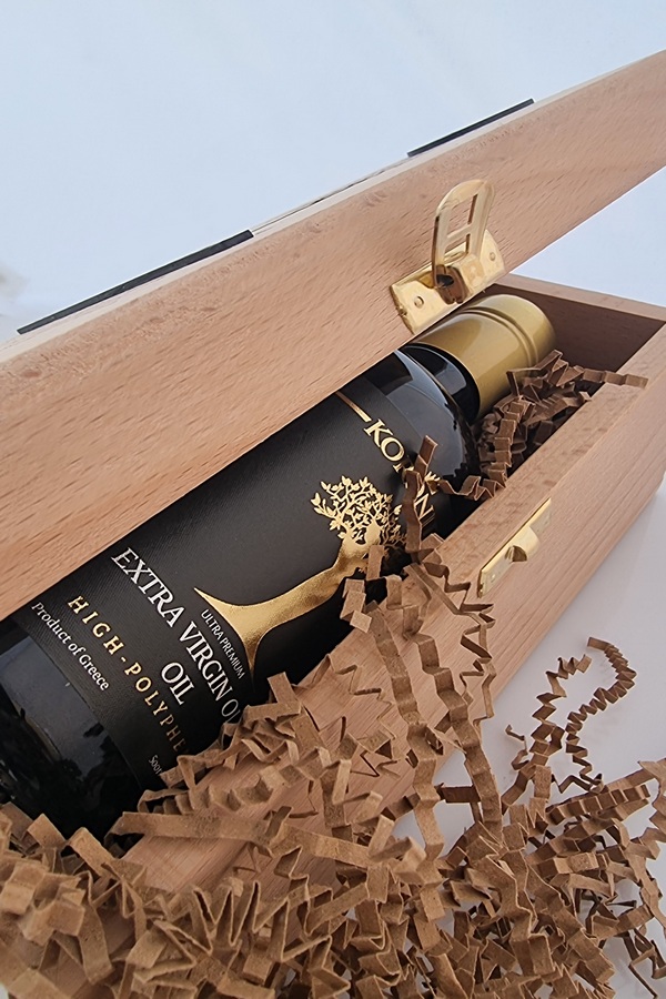 500ml  KORONIDA GOLD  POLYPHENOL EVOO IN  WOODEN BOX